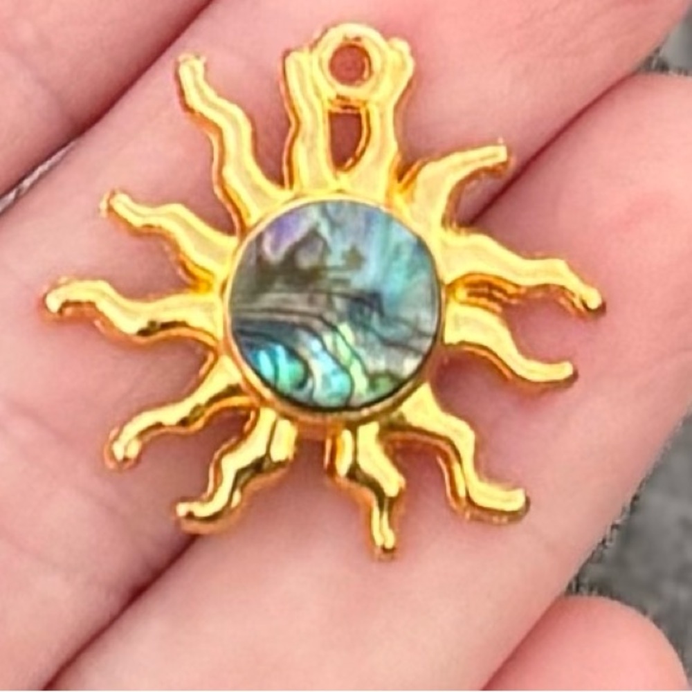 NEW Sun Pendants w Abalone Shell Inlays on 925 Sterling Silver Chains Handmade